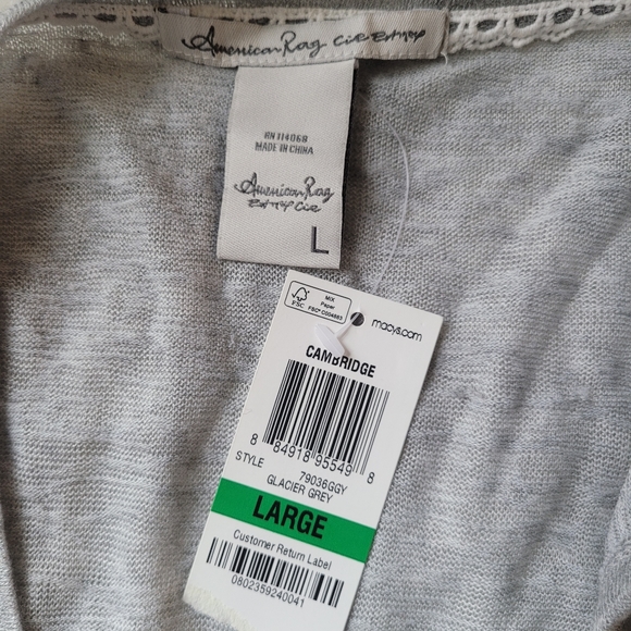 American Rag gray lace hem sweater size large - Picture 6 of 7